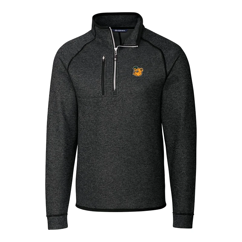 Men's Cutter & Buck Heather Charcoal Baylor Bears Mainsail Sweater-Knit Big Tall Half-Zip Pullover Jacket