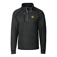 Men's Cutter & Buck Heather Charcoal Baylor Bears Mainsail Sweater-Knit Big Tall Half-Zip Pullover Jacket