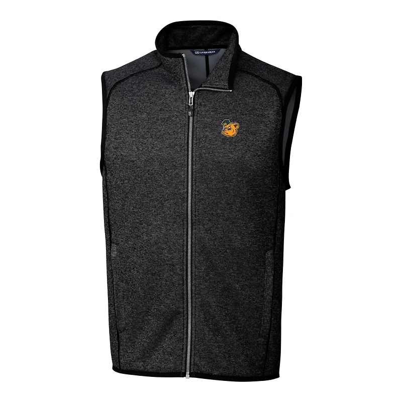 Men's Cutter & Buck Heather Charcoal Baylor Bears Mainsail Sweater-Knit Full-Zip Vest