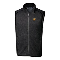 Men's Cutter & Buck Heather Charcoal Baylor Bears Mainsail Sweater-Knit Full-Zip Vest