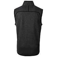 Men's Cutter & Buck Heather Charcoal Baylor Bears Mainsail Sweater-Knit Full-Zip Vest