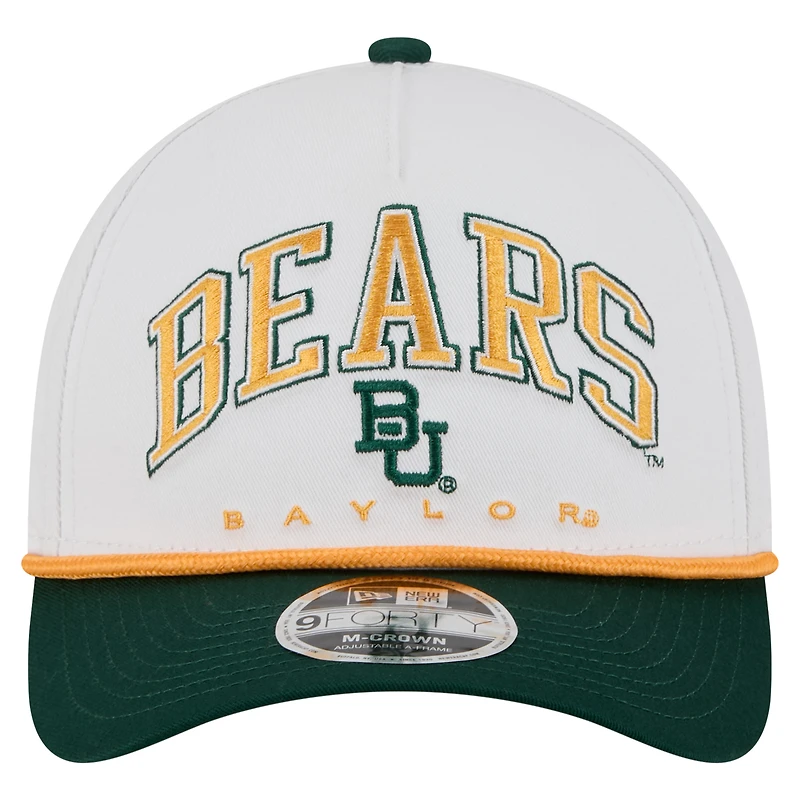 Men's New Era White/Green Baylor Bears Arch Two-Tone Rope 9FORTY A-Frame M-Crown Adjustable Hat