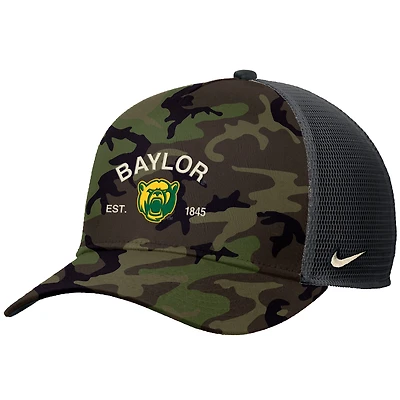 Casquette de camionneur ajustable Nike Camo Baylor Bears 2025 Military Appreciation Rise pour homme