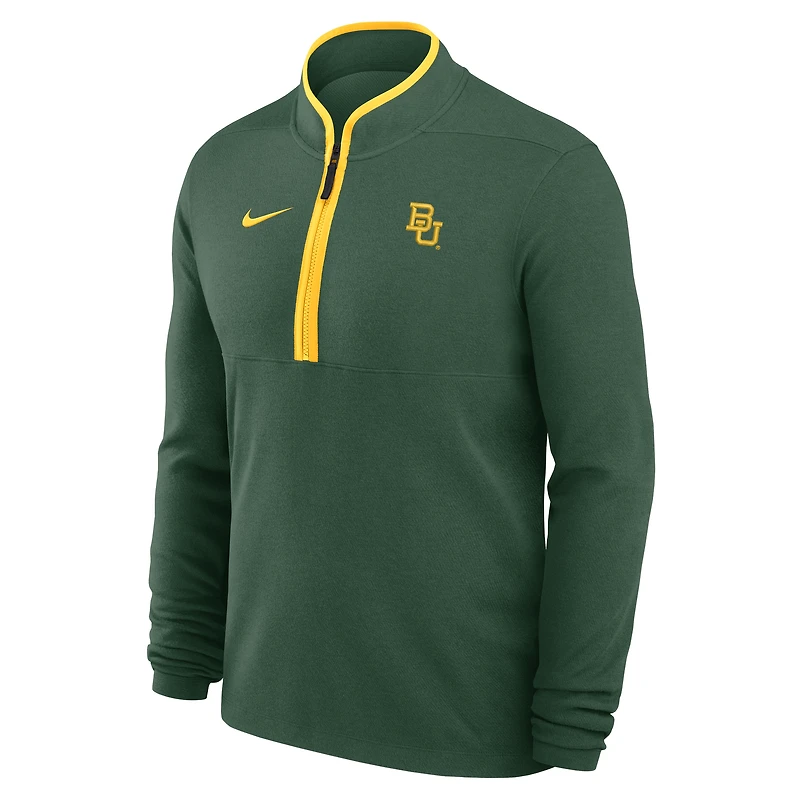 Haut Nike vert Baylor Bears Coaches Courtside Basketball Victory Performance à fermeture éclair quart de tour pour homme