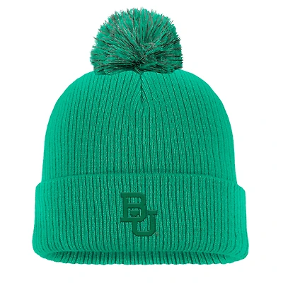 Bonnet en tricot à revers Nike Green Baylor Bears pour homme avec pompon