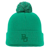 Bonnet en tricot à revers Nike Green Baylor Bears pour homme avec pompon