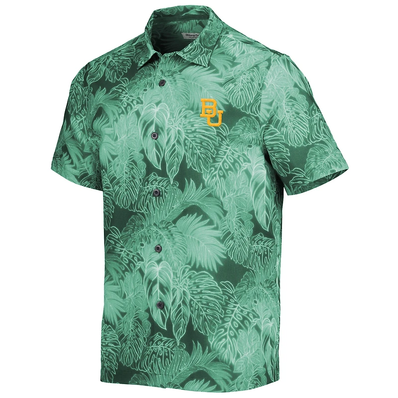 Men's Tommy Bahama Green Baylor Bears Coast Luminescent Frond Camp IslandZone Button-Up Shirt