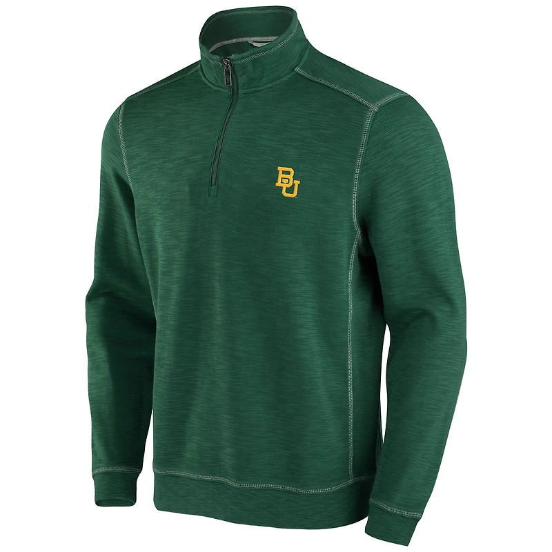Tommy Bahama Green Baylor Bears Sport Tobago Bay Veste à demi-zip triple mélange pour homme