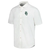 Men's Tommy Bahama White Baylor Bears Coconut Point Palm Vista IslandZone Camp Button-Up Shirt