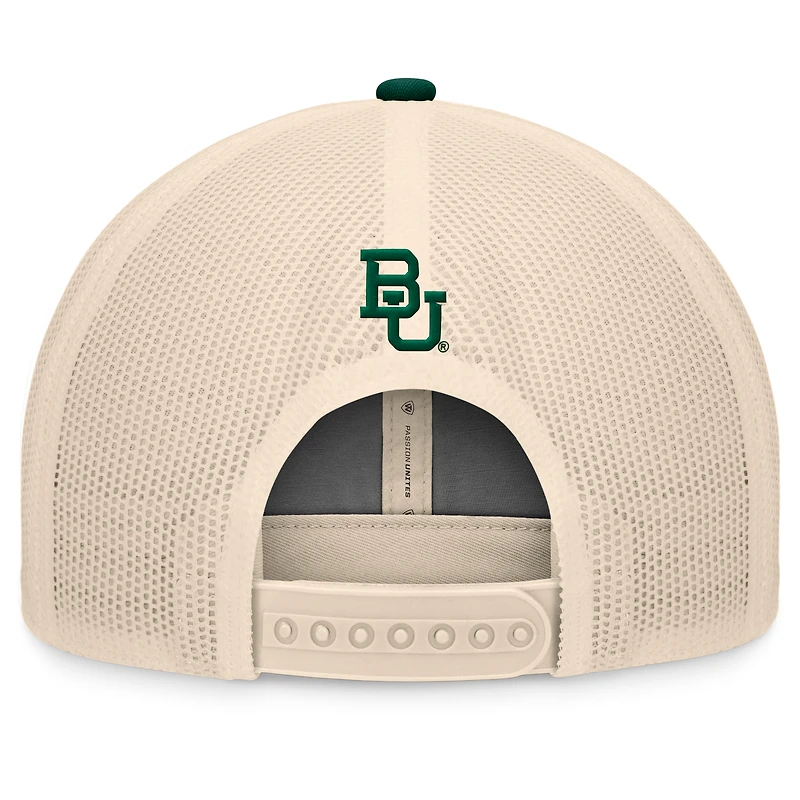 Men's Top of the World Green/Natural Baylor Bears Bennett Trucker Adjustable Hat