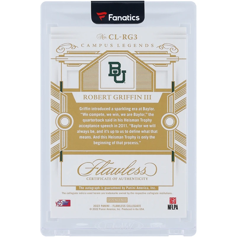 Robert Griffin III Baylor Bears Autographed 2022 Panini Flawless Campus Legends #CL-RG3 #19/25 Card