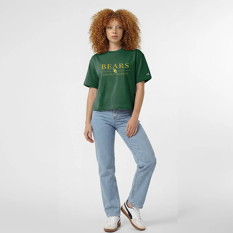 Women's Champion Green Baylor Bears Waist Length Wordmark T-Shirt