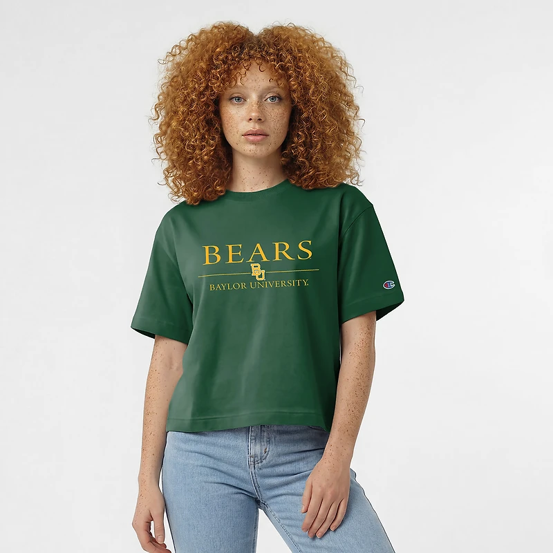 Women's Champion Green Baylor Bears Waist Length Wordmark T-Shirt