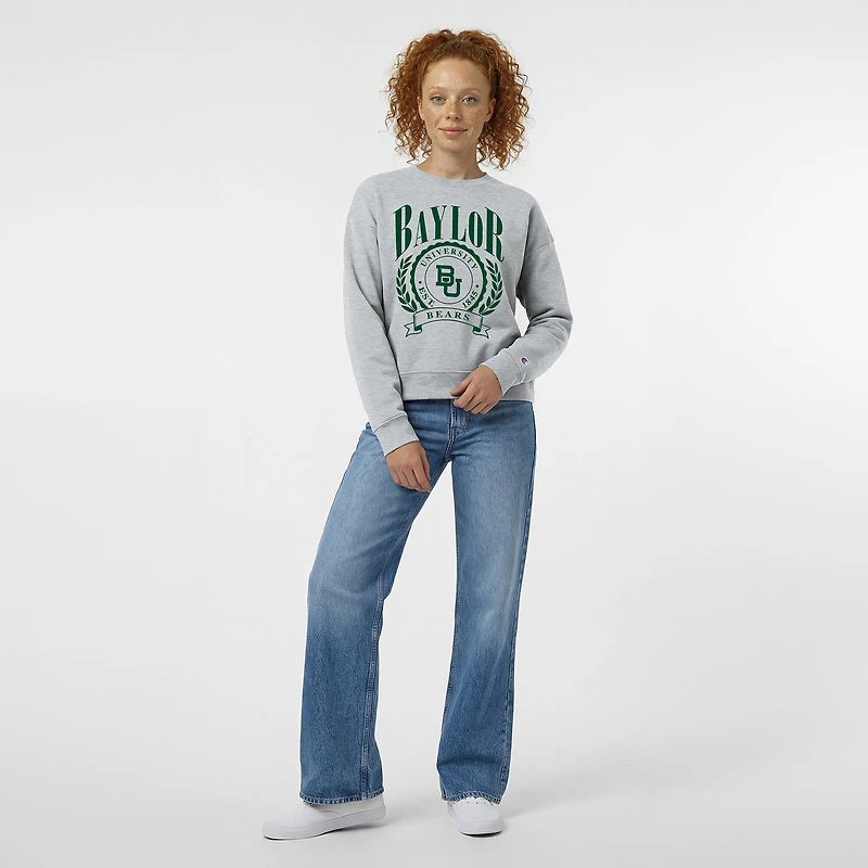 Sweat-shirt à col rond Powerblend gris chiné pour femme, modèle Champion