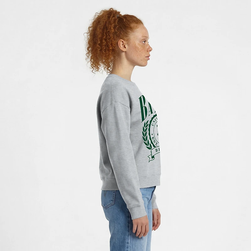 Women's Champion Heather Gray Baylor Bears Academic Crest Powerblend Crewneck Sweatshirt