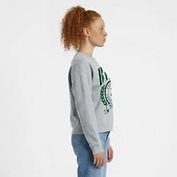 Women's Champion  Heather Gray Baylor Bears Academic Crest Powerblend Crewneck Sweatshirt