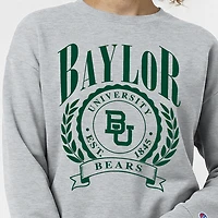 Women's Champion  Heather Gray Baylor Bears Academic Crest Powerblend Crewneck Sweatshirt