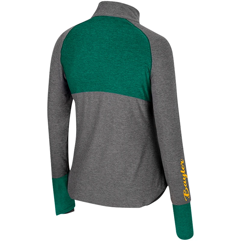 Haut à manches raglan et quart de zip Colosseum Black Baylor Bears Morningside pour femmes