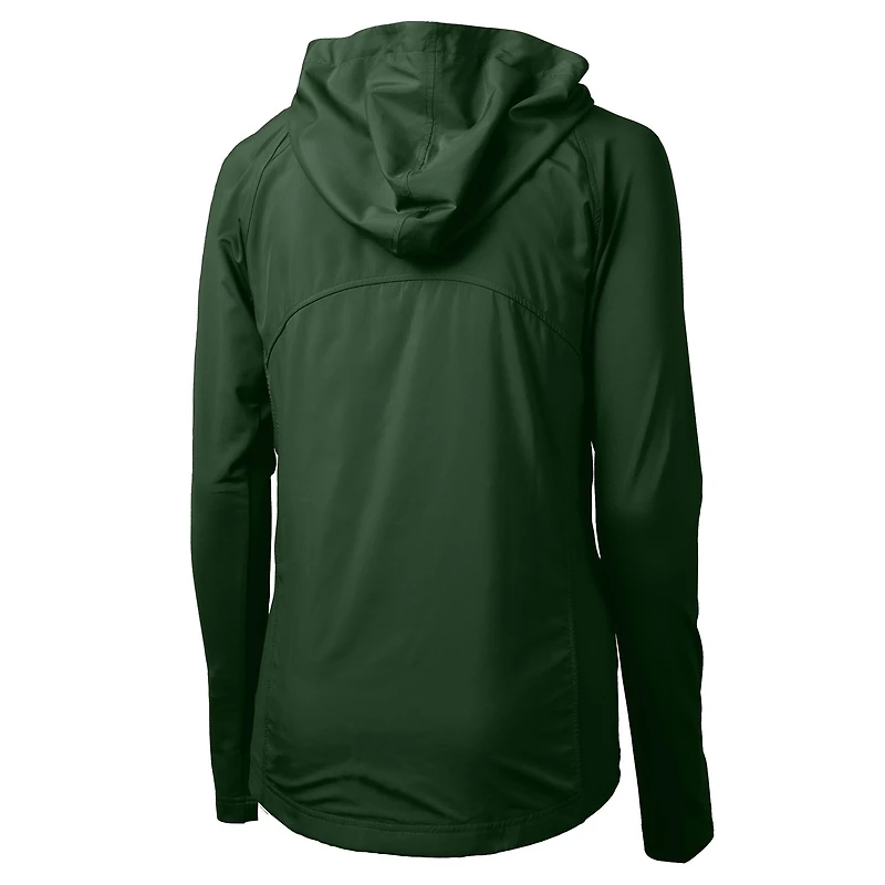 Women's Cutter & Buck Green Baylor Bears Adapt Eco Knit Hybrid Recycled Full-Zip Hoodie