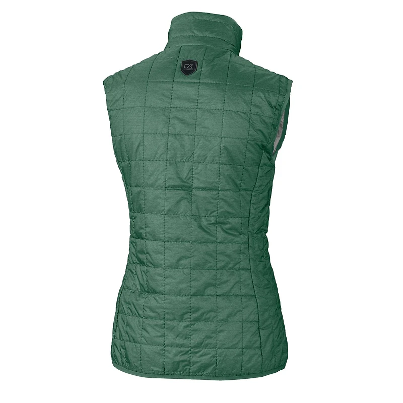 Women's Cutter & Buck Heather Green Baylor Bears Vault Rainier PrimaLoft Eco Full-Zip Puffer Vest