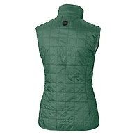 Women's Cutter & Buck Heather Green Baylor Bears Vault Rainier PrimaLoft Eco Full-Zip Puffer Vest