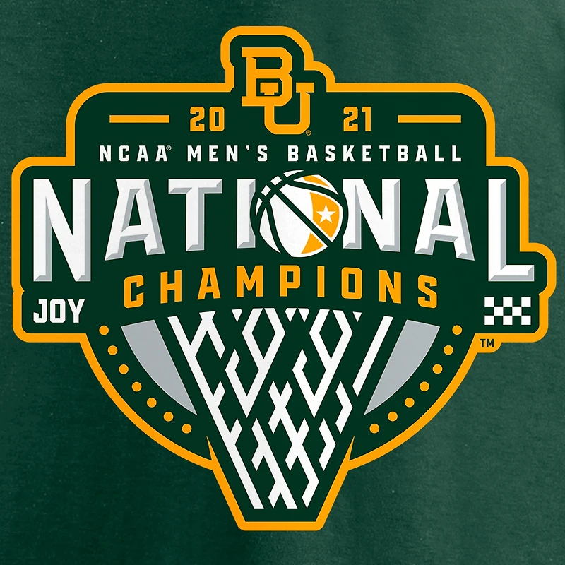 T-shirt à col en V Fanatics Green Baylor Bears 2021, champions nationaux de basketball masculin de la NCAA, Triple Threat