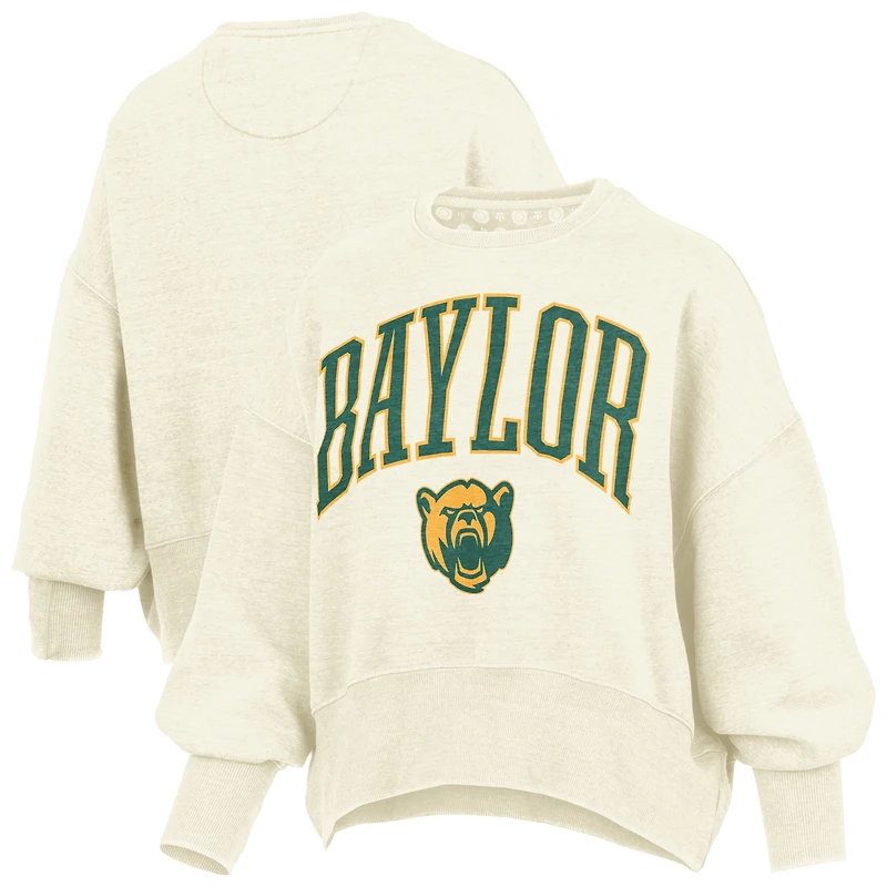 Sweat-shirt ras du cou surdimensionné à taille haute pour femme, imprimé naturel des Baylor Bears