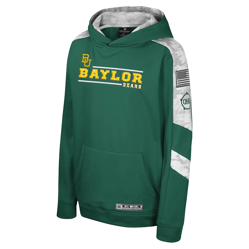 Pull à capuche camouflage numérique Cyclone vert Colosseum pour jeunes Baylor Bears OHT, hommage aux militaires