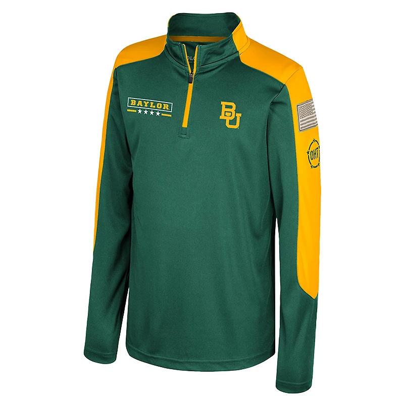 Youth Colosseum  Green Baylor Bears OHT Military Appreciation Cyclone Quarter-Zip Windshirt