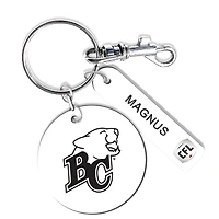 BC Lions Personalized Leather Round Keychain