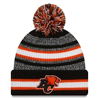 Bonnet à revers New Era noir BC Lions Sideline 6 Dart pour homme avec pompon