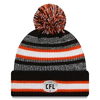 Bonnet en tricot à revers BC Lions Sideline 6 Dart avec pompon New Era pour homme