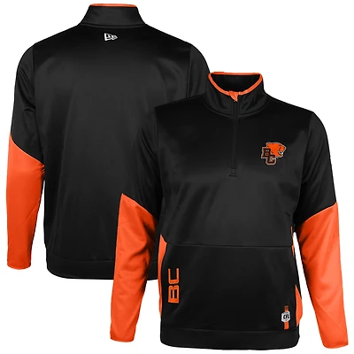 Men's New Era Black BC Lions Sideline Performance Fleece Quarter-Zip Top