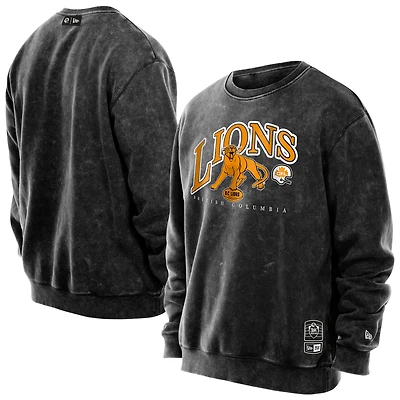 Men's New Era Black BC Lions Turf Traditions Vintage Fleece Crewneck Sweatshirt