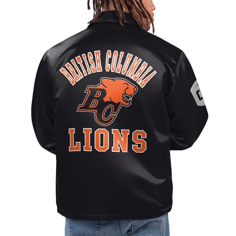 Men's Starter Black BC Lions Option Route Full-Snap Coaches Jacket