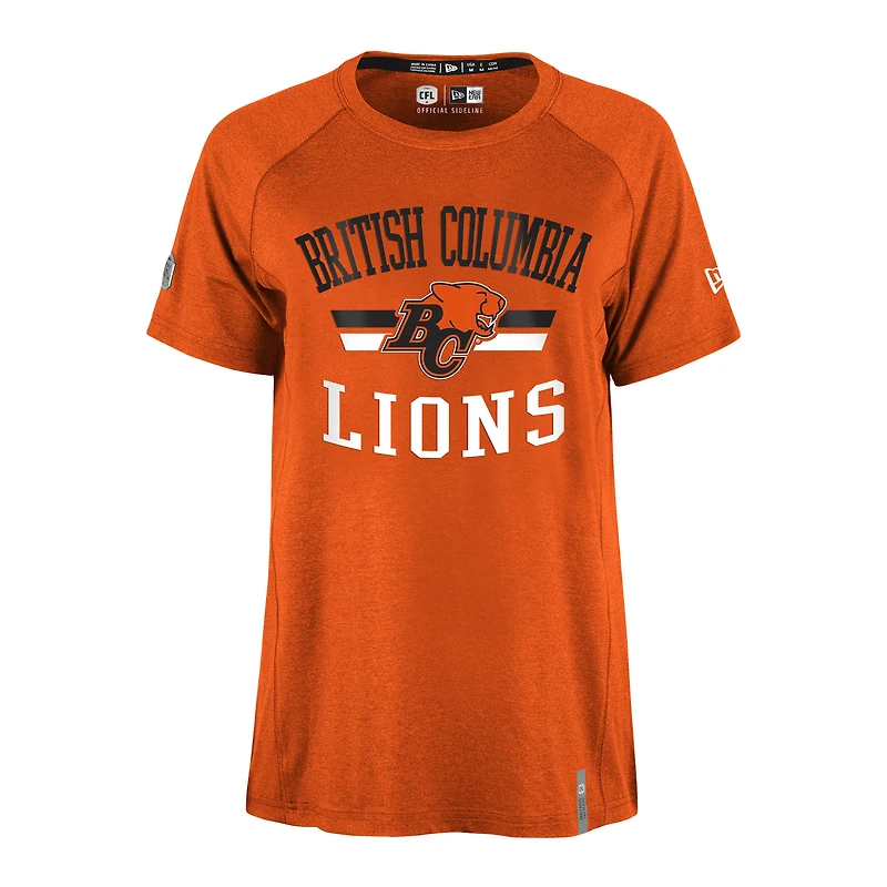 T-shirt à manches raglan performance BC Lions Sideline Circuit New Era pour femme, orange
