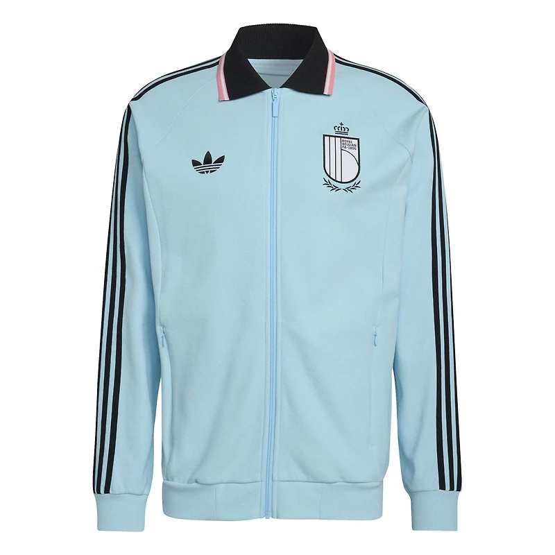 Veste zippée intégrale adidas Anthem pour homme, bleu clair, équipe nationale belge 2026, extérieur