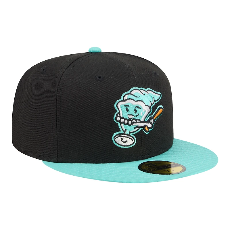 Casquette ajustée New Era 59FIFTY pour homme, noire et turquoise, édition spéciale Beloit Sky Carp Minor League Theme Nights