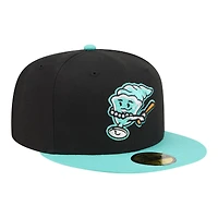 Casquette ajustée New Era 59FIFTY pour homme, noire et turquoise, édition spéciale Beloit Sky Carp Minor League Theme Nights
