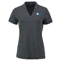 Women's Cutter & Buck Heather Black Big Ten Forge Blade Collar V-Neck Top