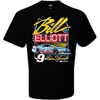 T-shirt à carreaux noirs pour homme Bill Elliott Dawsonville, imprimé recto-verso