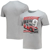 T-shirt Bill Elliott Legends gris chiné avec drapeau à damier pour homme
