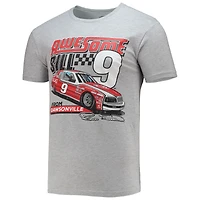 Men's Checkered Flag Heathered Gray Bill Elliott Legends T-Shirt