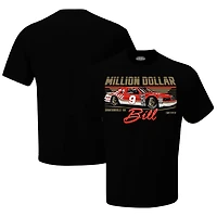 T-shirt Bill Elliott Million Dollar noir pour homme avec drapeau à damier