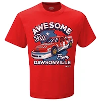 T-shirt rouge Bill Elliott Awesome From Dawsonville pour homme avec drapeau à damier