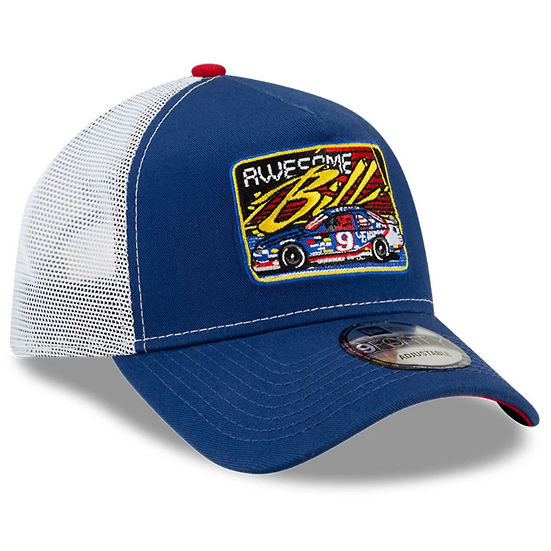 Men's New Era Blue/White Bill Elliott Legends 9FORTY A-Frame Adjustable Trucker Hat