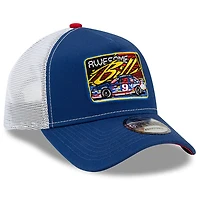 Men's New Era Blue/White Bill Elliott Legends 9FORTY A-Frame Adjustable Trucker Hat
