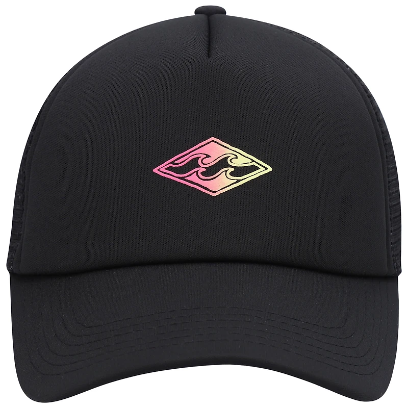 Casquette Billabong Black Podium Foam Front Neon Logo Trucker Snapback pour homme