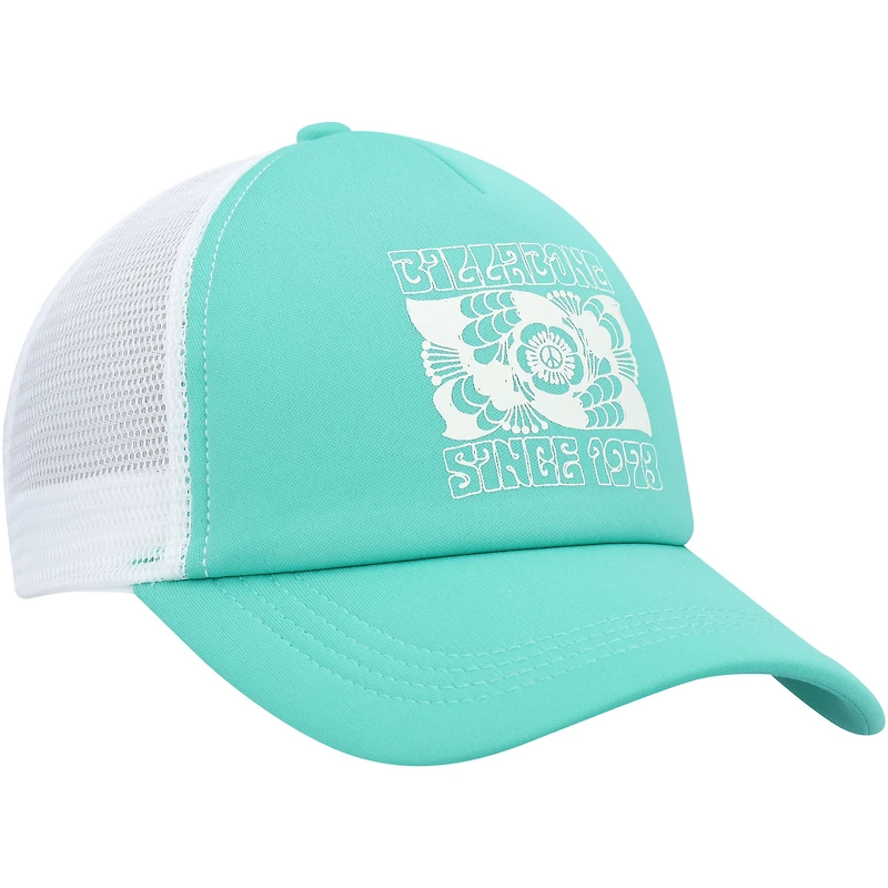 Casquette Snapback de camionneur Billabong bleu sarcelle/blanc Across Waves pour femmes
