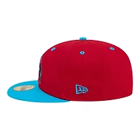 Casquette ajustée New Era rouge/bleu pastel Biloxi Shuckers Minor League Theme Nights pour homme (modèle 59FIFTY)